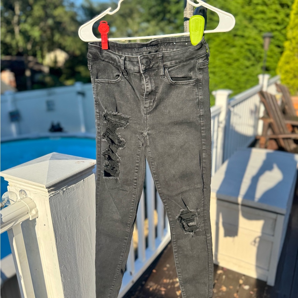 American Eagle Outfitters Black Ripped Skinny Jeans
